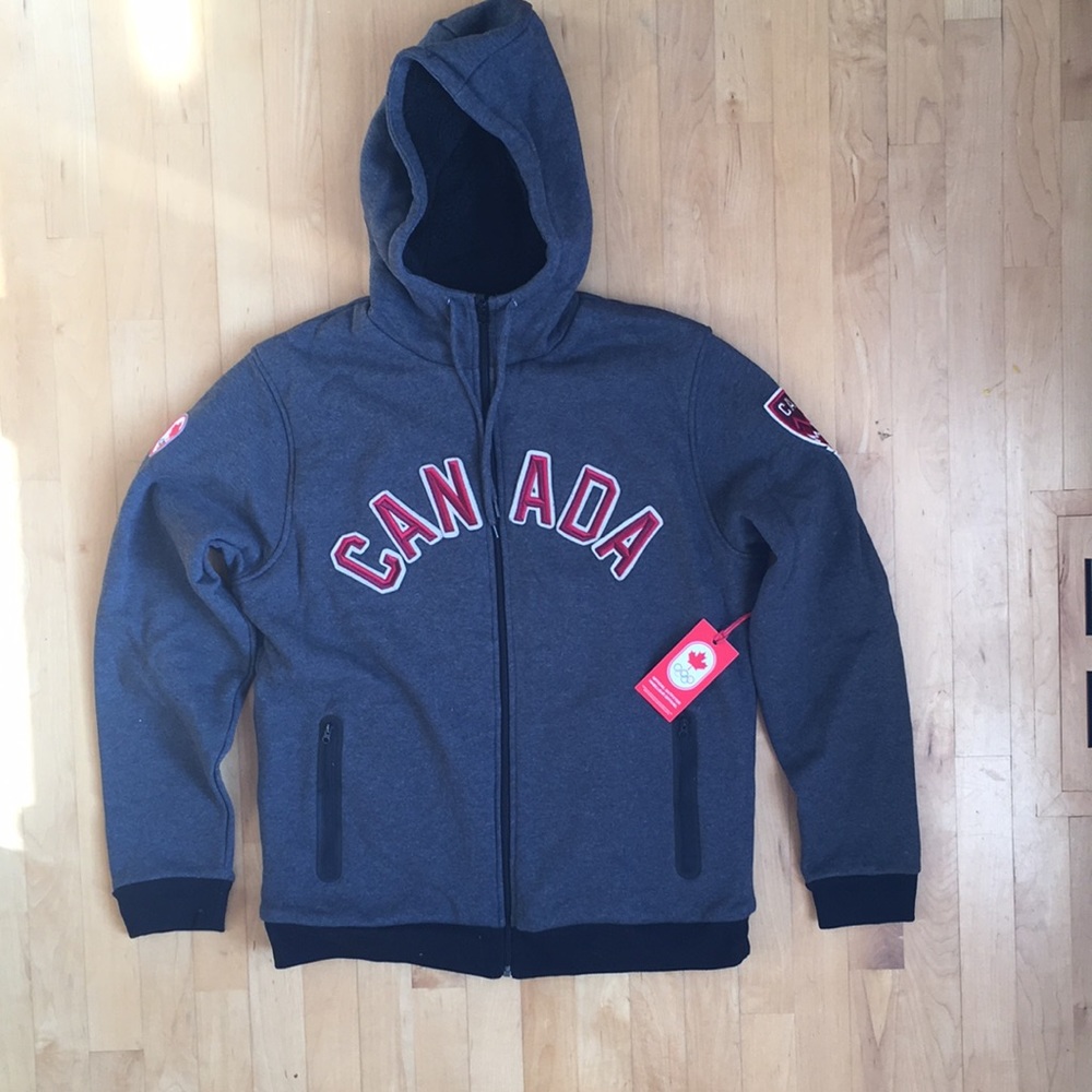 NEW Sherpa fleece 🇨🇦Canada 🇨🇦Olympic hoodie grey sz M